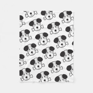 Dog & Bone Big Pattern Monochrome Fleece Blanket