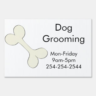 Dog Bone Dog Grooming Yard Sign