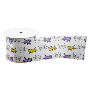 Dog Bone Graffiti Style Choose Colour Ribbon 2 Satin Ribbon