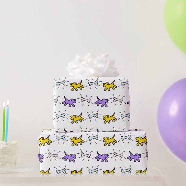 Dog Bone Graffiti Style Choose Colour Wrapping WP1 Paper (Party Gifts)