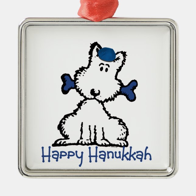dog & bone hanukkah metal tree decoration (Front)