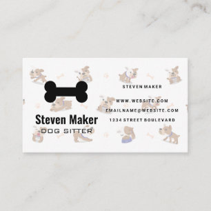 Dog Bone Logo Dogs and Bone Pattern Business Card