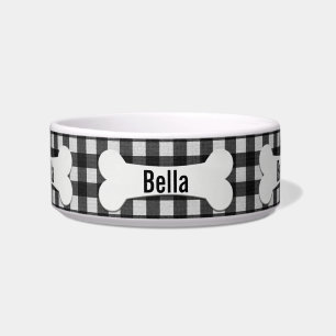 Dog Bone On Gingham Bowl