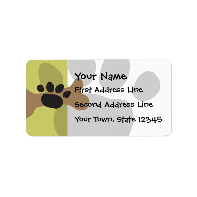 Dog Bone & Paw Print Label (Front)
