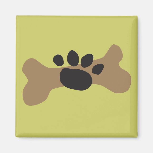 Dog Bone & Paw Print Magnet (Front)
