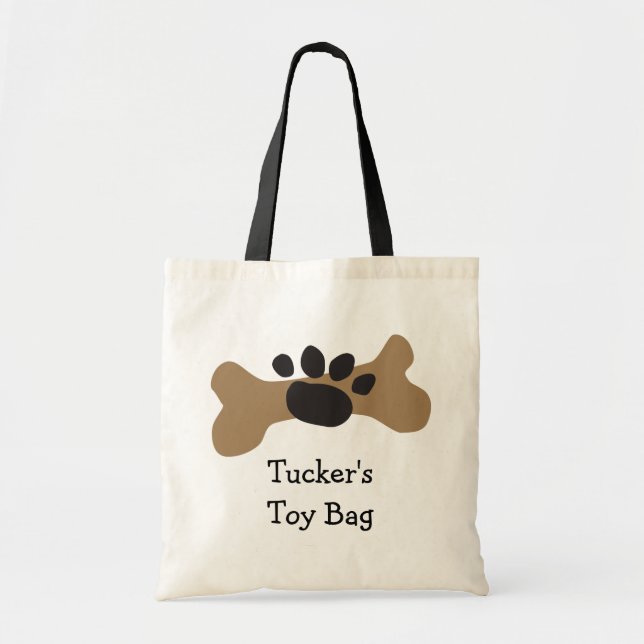 Dog Bone & Paw Print Tote Bag (Front)