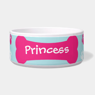Dog Bone & Paw Prints Personalised Pet Dog Bowl