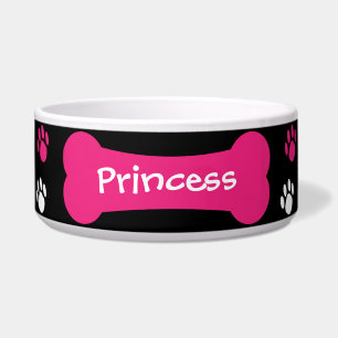 Dog Bone & Paw Prints Personalised Pet Dog Bowl