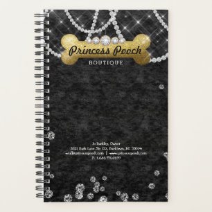 Dog Bone Vet Groomer Crush Velvet Gold Appointment Planner