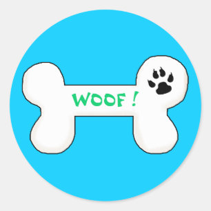 Dog Bone Woof Funny Pet Classic Round Sticker