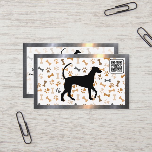 Dog Bones and Paws | QR code Business Card (Front/Back In Situ)
