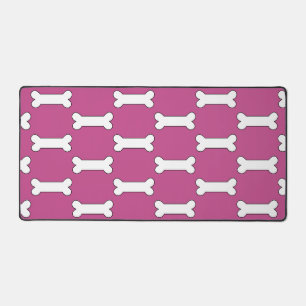 Dog Bones Design Pattern Pink Background Desk Mat