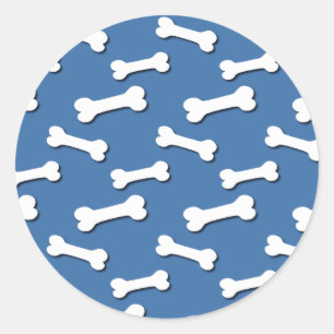 Dog Bones Pattern Blue Background V05 Classic Round Sticker