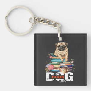 Dog Book And Coffee Key Ring