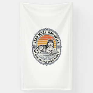 Dog Book Lover Shirt Vintage Engraving Husky Reade Banner