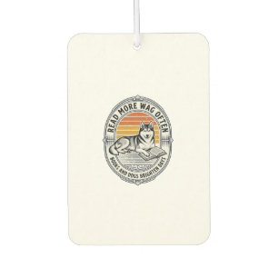 Dog Book Lover Shirt Vintage Engraving Husky Reade Car Air Freshener