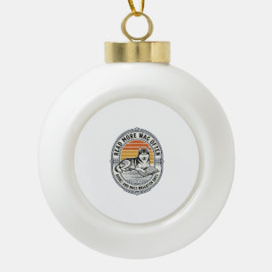 Dog Book Lover Shirt Vintage Engraving Husky Reade Ceramic Ball Christmas Ornament