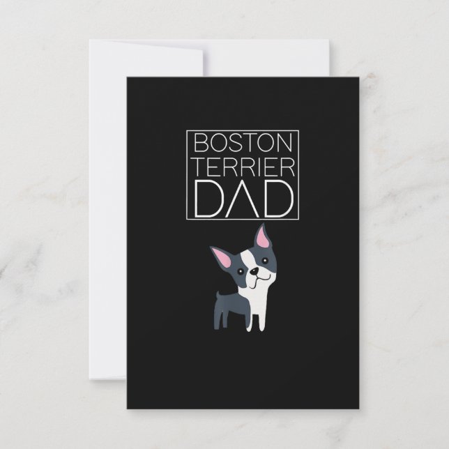 Dog Boston Terrier Dad  Mens  I Love Cute Funny RSVP Card (Front)