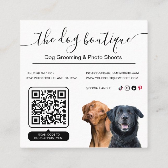 Dog Boutique Business Card Black and White (Back)
