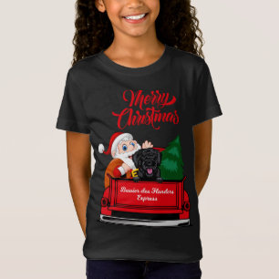Dog Bowier des Flanders With Santa Claus Red Truck T-Shirt