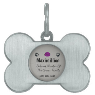 Dog Bowl and Dog Paws Pet Tag