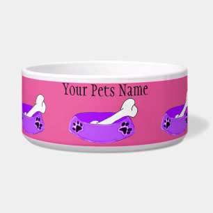 Dog Bowl & Bone Purple Personalised Dog Food Bowl