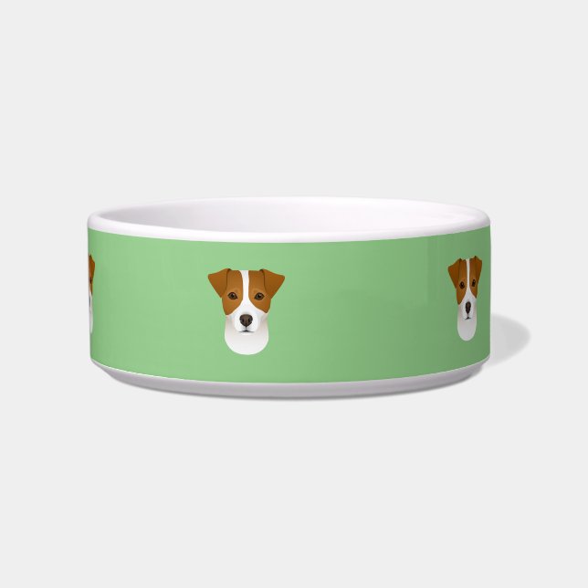 Dog Bowl Ceramic Jack Russell Terrier Green (Front)