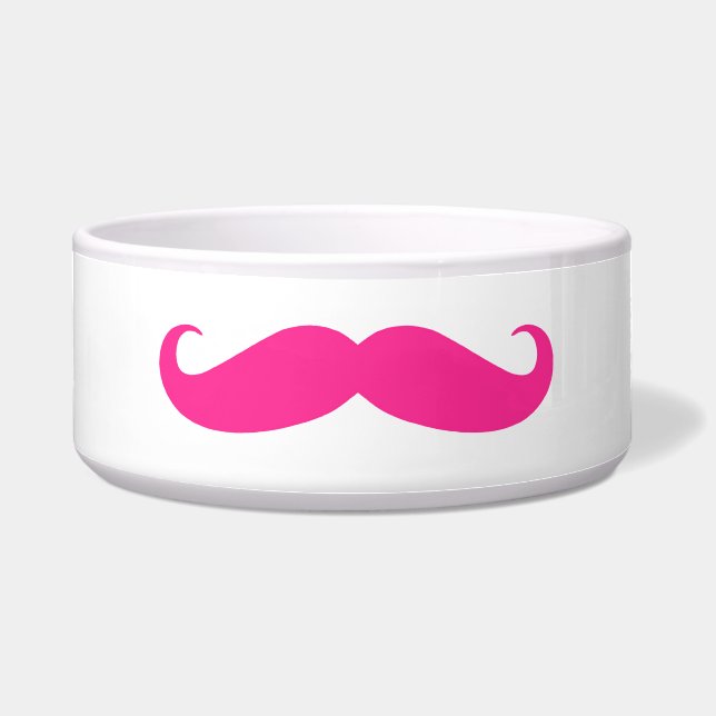 Dog Bowl - Hot Pink Moustache (Front)