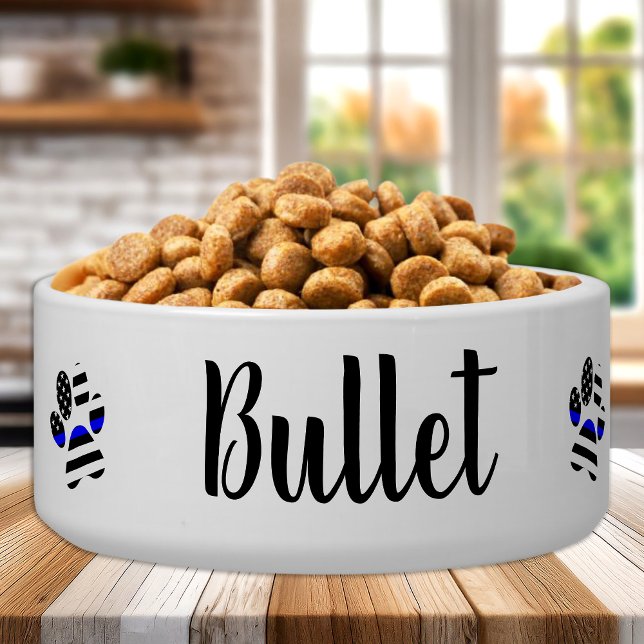 Dog bowl Personalised - Thin Blue Line -Police Dog (Creator Uploaded)