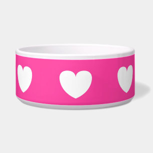 Dog Bowl Pink With White Heart