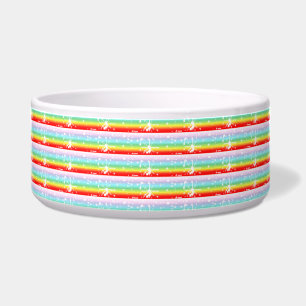 Dog Bowl Red Pink Blue Striped