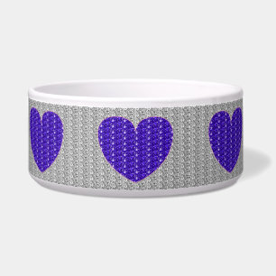 Dog Bowl Silver Purple Heart Glitter