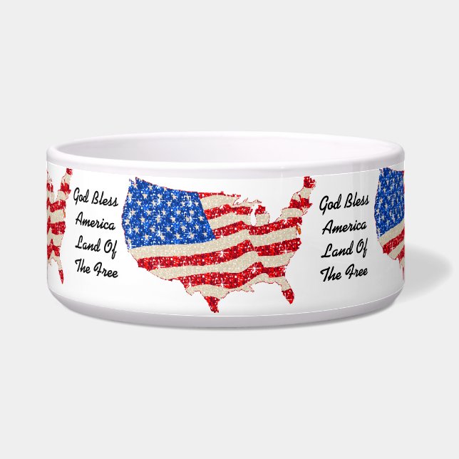 Dog Bowl USA Flag God Bless America (Front)