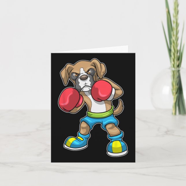 Dog Boxer Boxing Gloves Boxing For Men Women Girls Card (Front)