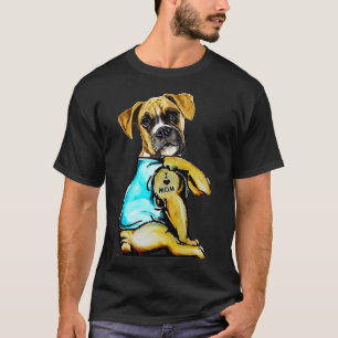 Dog Boxer Dog Tattoo I Love Mum Mother's Day Lover T-Shirt