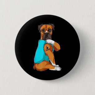 Dog Boxer I Love Mum Tattoo Apparel Dog Mum Gifts 6 Cm Round Badge