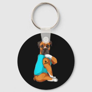 Dog Boxer I Love Mum Tattoo Apparel Dog Mum Gifts  Key Ring