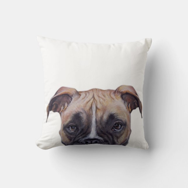 Dog boxer, original painting print by miart cushion (Front)