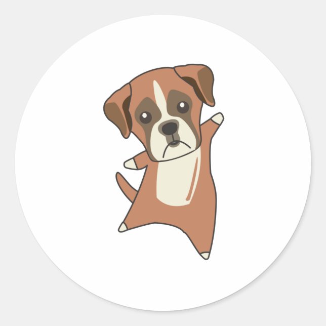 Dog Boxer Puppy Cute Dogs For Kids Classic Round Sticker (Front)