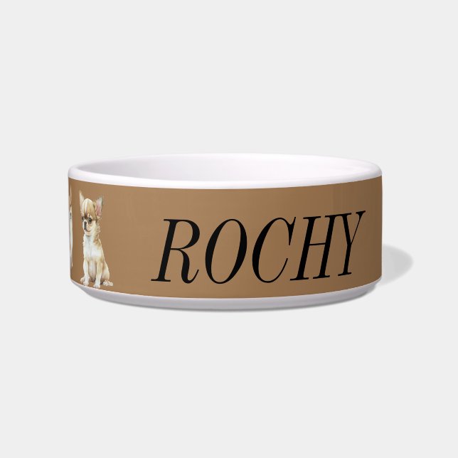 Dog breads with pet name bowl (Front)