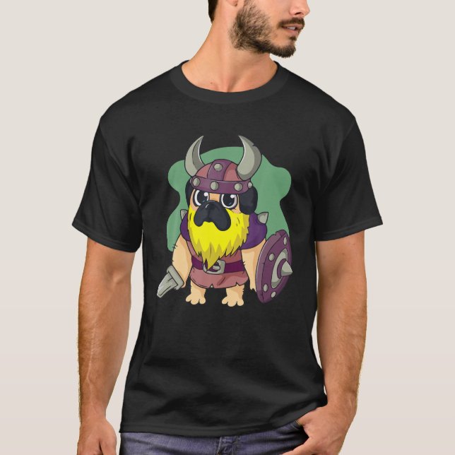 Dog Breed Animal Pet Dog Lover Funny Pug Viking Do T-Shirt (Front)