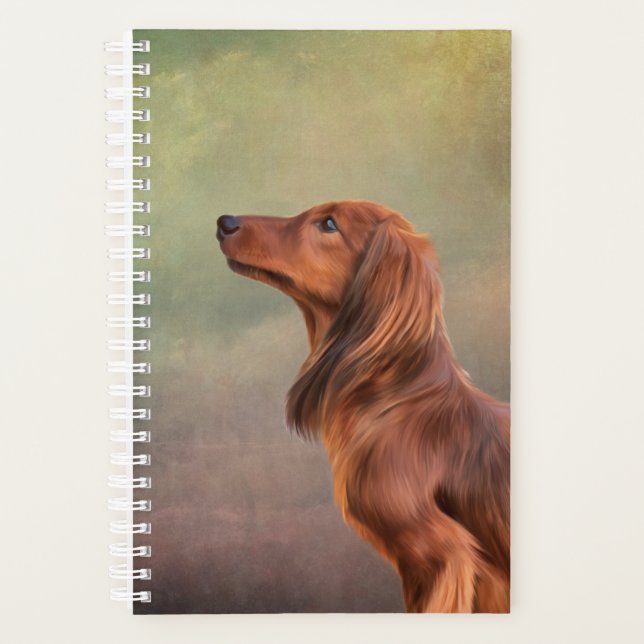 Dog breed long haired dachshund planner (Front)
