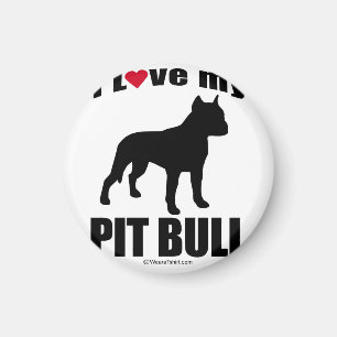 "DOG BREED" - PIT BULL - "I LOVE MY PIT BULL" MAGNET