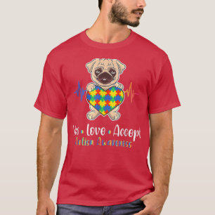 Dog Breed Pug Dog Pugs Dog Owner Autism Awareness T-Shirt