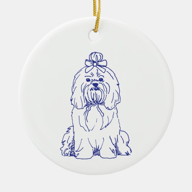 Dog breed Shih Tzu Ceramic Tree Decoration (Front)