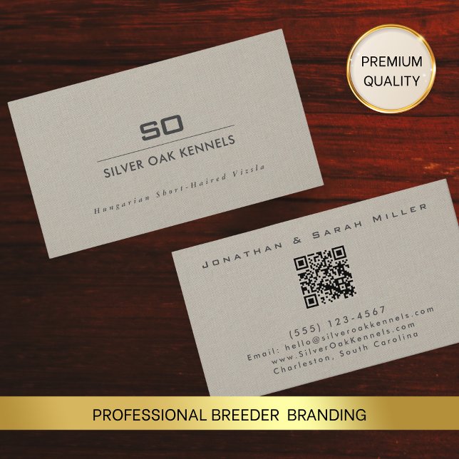 Dog Breeder QR Code & Kennel Monogram Business Card (Creator Uploaded)