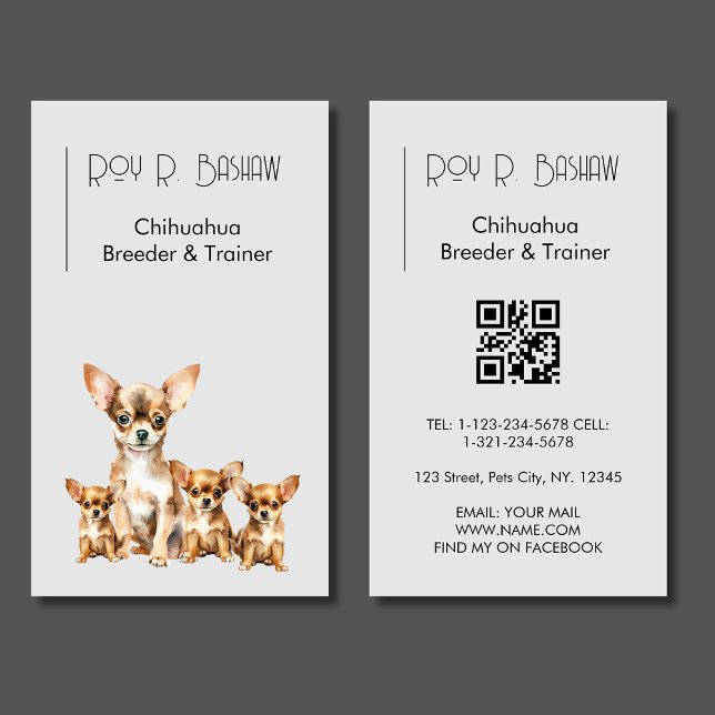 Dog Breeder Trainer Chihuahua Animals QR Code  Business Card (Creator Uploaded)
