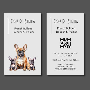 Dog Breeder Trainer French Bulldog QR Code Canine Business Card