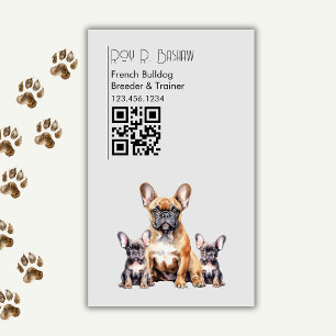 Dog Breeder Trainer French Bulldog QR Code Canine Magnetic Business Card