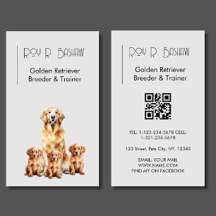 Dog Breeder Trainer Golden Retriever QR Code  Business Card